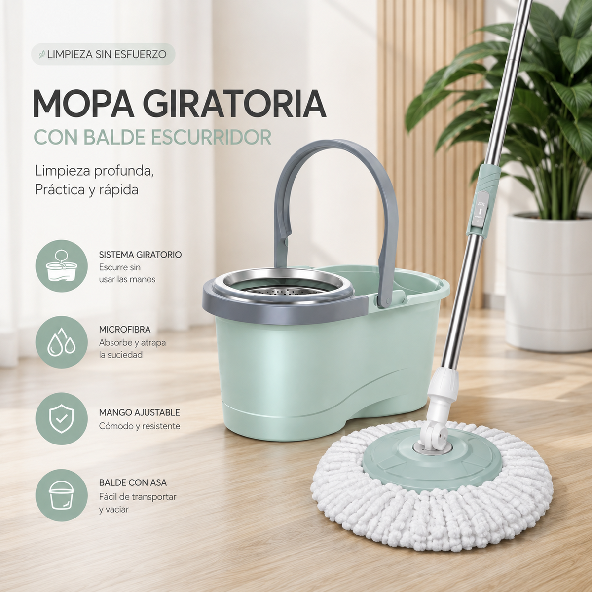 ✨ Mopa Giratoria con Balde Escurridor